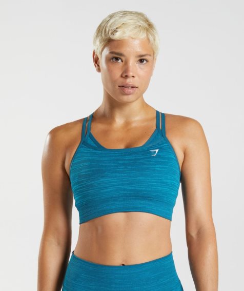 Women's Gymshark Adapt Marl Seamless Sports Bra Turquoise | NZ 8EZCWI